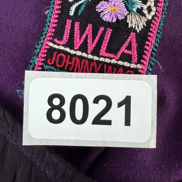 Johnny Was Dark Purple Embroidered 3/4 Sleeve Tunic Boho Cupra Cotton Size Small - Picture 16 of 16